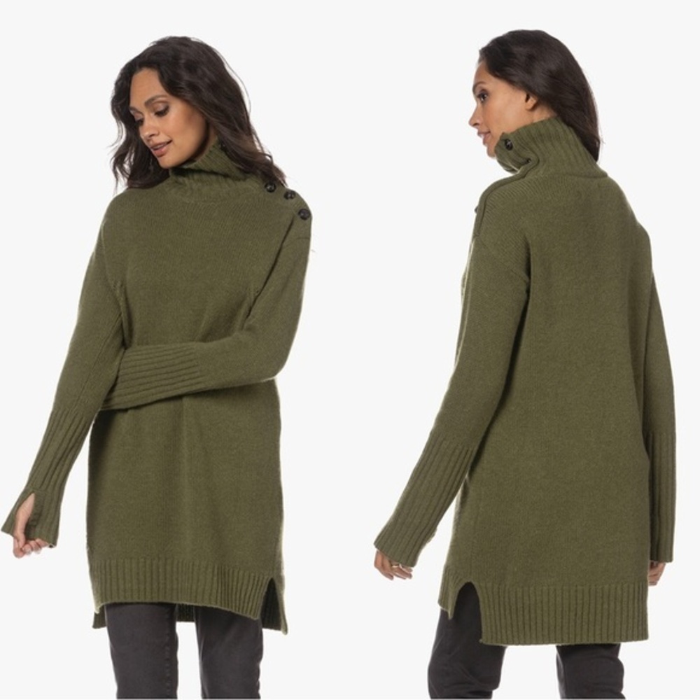 Zadig & Voltaire Almira Long Cashmere Turtleneck Sweater • Dark Olive